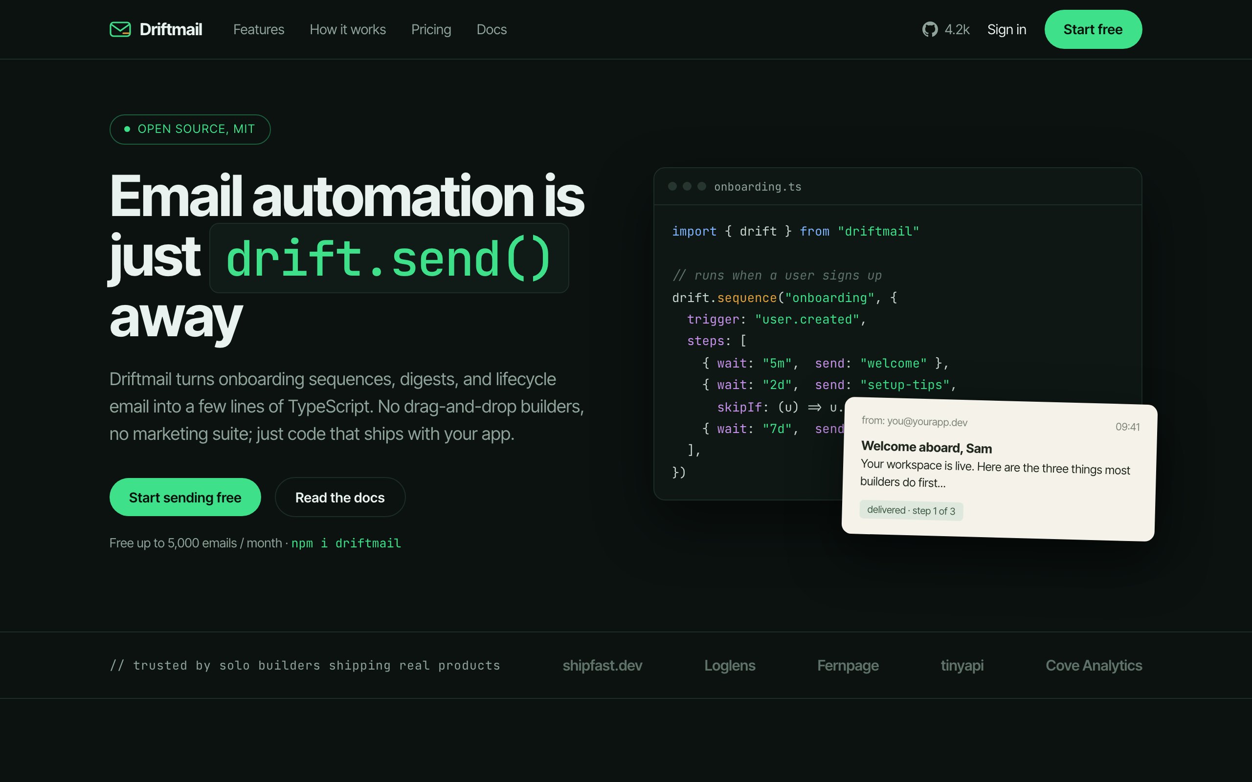 Driftmail - preview